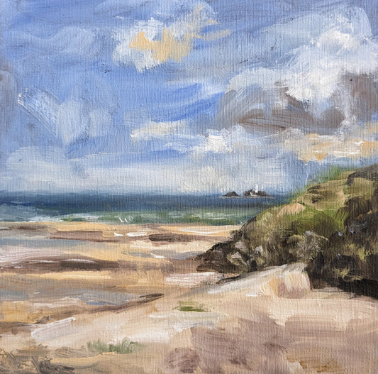 Across to Godrevy Lighthouse from Hayle [Available Through White Chalk Gallery, April 2024]